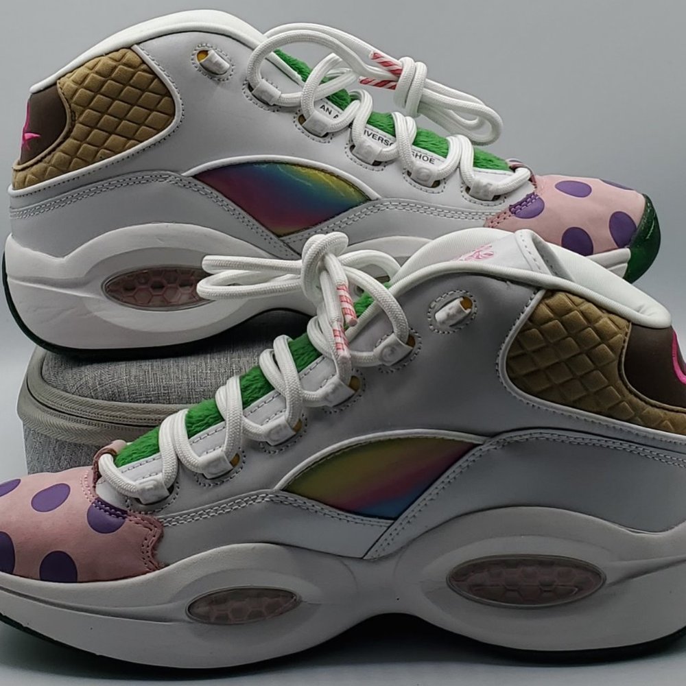 Reebok x Hasbro Question Mid Men's Size 10 'Candy Land' White GZ8826 Rare - Picture 2 of 9